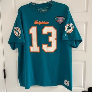 Miami Dolphins Dan Marino Throwback Jersey T-Shirt Teal Mitchell & Ness Mens XXL